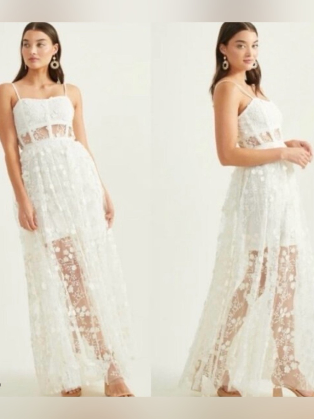Altar'd State Cream Lace corset fully laced floral weeding corset dress XS boho